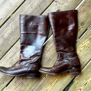 FRYE brown tall back zip boots size 7